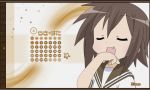   brown brown_hair closed_eyes kusakabe_misao lucky_star open_mouth  