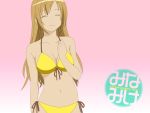 1girl bikini cute minami-ke minami_haruka moe navel pink solo swimsuit tagme yellow_bikini 