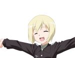  blonde_hair closed_eyes erica_hartmann highres short_hair smile strike_witches transparent transparent_background uniform vector vector_trace 