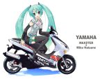  detached_sleeves hatsune_miku motorcycle open_mouth solo twintails vocaloid white 