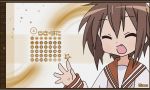   brown_hair closed_eyes kusakabe_misao lucky_star open_mouth  