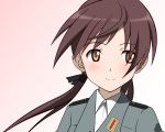  blush brown_eyes brown_hair gertrud_barkhorn smile strike_witches twintails uniform vector vector_trace 