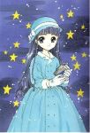  blue_hair camera card_captor_sakura cardcaptor_sakura clamp daidouji_tomoyo dress gloves hat long_hair star video_camera 