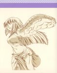  hidamari_sketch highres long_hair scan sculpture wings yoshinoya 