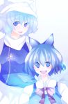  blue_eyes blue_hair cirno letty_whiterock multiple_girls ribbon touhou yuhiko 