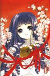  blue_hair card_captor_sakura cardcaptor_sakura cherry_blossoms clamp daidouji_tomoyo flower long_hair ribbon 