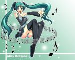  aqua_hair breasts detached_sleeves erect_nipples hatsune_miku large_breasts long_hair musical_note musical_notes panties singing striped striped_panties tel thigh-highs thighhighs twintails underwear very_long_hair vocaloid wallpaper 