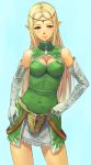  breasts circlet cleavage elbow_gloves elf fantasy gloves long_hair original pointy_ears tani 