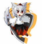  amura_(artist) animal_ears bad_id geta grey_hair hat inubashiri_momiji red_eyes shield silver_hair solo sword tail tengu-geta tokin_hat touhou weapon wolf_ears wolf_tail 