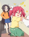  blush cherry_(dog) cherry_(lucky_star) dog glasses happy ixy kobayakawa_yutaka long_hair lucky_star pink_hair tamura_hiyori 