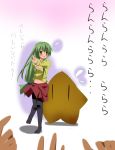  dancing green_eyes green_hair ibuki_fuuko long_hair pantyhose parody star stars translation_request wara_p 
