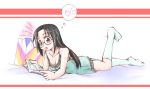  camisole cleavage glasses jiei_son lingerie lucky_star lying on_stomach reading socks tamura_hiyori underwear 