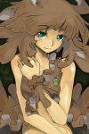  bare_shoulders brown_hair grifola_frondosa jewelry long_hair mushroom necklace original oso oso_(toolate) personification sleeveless smile solo 