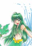  green_hair highres long_hair maachu mermaid mermaid_melody_pichi_pichi_pitch monster_girl touin_rina traditional_media wink 