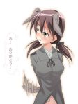  blush brown_eyes brown_hair dog_ears dog_tail gertrud_barkhorn hiro_kazuki looking_back panties strike_witches tail tail_wagging translated twintails underwear wagging 