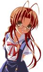  bad_id braid brown_eyes brown_hair clannad furukawa_sanae glasses highres kuroi_hitsuji long_hair school_uniform 