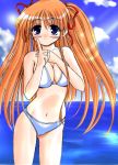  bikini blue_eyes kanon long_hair orange_hair sawatari_makoto sugina_fujitaka swimsuit twintails 