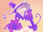  animal_ears bad_id blair blonde_hair blush cat_ears cosplay gloves green_eyes halloween hat kotono long_hair maka_albarn multiple_girls ribbon ribbons soul_eater tail twintails witch witch_hat 