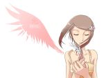  camisole closed_eyes digimon digimon_adventure_02 feathers hair_ornament short_hair single_wing solo wind wings yagami_hikari 