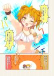 2girls ;d ahoge arm_up armband armpits bikini blush breasts brown_eyes cafe-chan_to_break_time cleavage clenched_hands closed_eyes comic double_bun emphasis_lines frilled_bikini frills hat midriff mikan_(cafe-chan_to_break_time) multiple_girls navel o_o one_eye_closed open_mouth orange_hair porurin raised_fist red_hat ringo_(cafe-chan_to_break_time) short_hair small_breasts smile swimsuit tears translation_request v-shaped_eyebrows wristband 