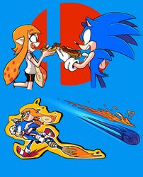  1boy 1girl agentskull72 chili_dog inkling sonic sonic_the_hedgehog splatoon super_smash_bros. tentacle_hair 