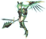  1girl ahoge armor armored_boots bangs black_legwear black_leotard blush boots breasts covered_navel detached_wings dolls_order eyepatch flower flower_eyepatch flower_request gauntlets green_armor green_footwear green_hair green_legwear hair_between_eyes hair_ornament_request high_heel_boots high_heels highleg highleg_leotard holding holding_weapon impossible_clothes impossible_leotard large_breasts leotard long_hair looking_at_viewer mecha_musume mechanical_wings neon_trim official_art parted_bangs ponytail print_footwear print_legwear shiny shiny_clothes shoulder_spikes solo spikes thigh-highs transparent_background tristan_(dolls_order) weapon weapon_request white_eyepatch white_flower wings yaegashi_nan yellow_eyes yellow_footwear yellow_legwear 