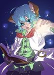  1boy animal_ears ballpoint_pen_(medium) blue_eyes blue_hair cat_ears commentary_request graphite_(medium) leon_geeste male_focus miyuu_(crazy_lollipop) pointy_ears short_hair solo star_ocean star_ocean_the_second_story traditional_media 