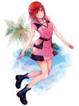  1girl blue_eyes breasts dress hood hoodie jewelry kairi_(kingdom_hearts) kingdom_hearts kingdom_hearts_iii medium_hair necklace redhead sera_(serappi) small_breasts smile solo 