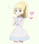  1girl blonde_hair dress green_eyes lillie_(pokemon) pokemon pokemon_(anime) pokemon_sm_(anime) ponytail toukotouya white_dress 