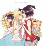  alice_in_wonderland black_hair blonde_hair blue_eyes breasts closed_eyes cosplay hand_holding kingdom_hearts kingdom_hearts_358/2_days kingdom_hearts_ii medium_hair multiple_girls namine organization_xiii short_hair small_breasts smile source_request xion_(kingdom_hearts) 