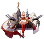  1girl artist_request azur_lane black_gloves blonde_hair book breasts closed_mouth eyebrows_visible_through_hair flag full_body gloves high_heels highres holding holding_book holding_flag large_breasts long_hair looking_at_viewer official_art open_book red_legwear richelieu_(azur_lane) skirt solo thigh-highs transparent_background violet_eyes white_skirt 
