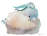  altaria closed_eyes commentary_request fluffy full_body gen_3_pokemon manino_(mofuritaionaka) no_humans pokemon pokemon_(creature) signature simple_background white_background 