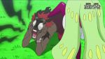  1boy 1girl animated animated_gif crossed_arms dark_skin food gen_7_pokemon kaki_(pokemon) plant_girl pokemon pokemon_(anime) pokemon_(creature) pokemon_sm_(anime) stomping tsareena z-ring 