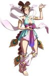  1girl alternate_costume blush breasts brown_eyes brown_hair cleavage earrings full_body jewelry large_breasts official_art ogura_eisuke shiranui_mai snk snk_heroines:_tag_team_frenzy solo the_king_of_fighters 