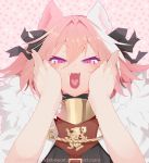  animal_ears astolfo_(fate) black_ribbon cat_ears fate/apocrypha fate_(series) hands_on_another&#039;s_face ribbon srinitybeast tagme watermark web_address 