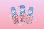  artist_name bottle drink gradient gradient_background heart meyoco no_humans original pink pink_background ramune 