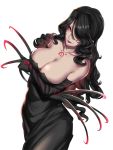  1girl absurdres black_hair breasts claws fullmetal_alchemist highres kumiko_shiba large_breasts lust one_eye_covered red_eyes 