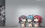  6+girls ^_^ ^o^ ahoge akebono_(kantai_collection) anchorage_oni armored_aircraft_carrier_hime asymmetrical_hair bell blue_hair blue_skirt blue_swimsuit braid candy closed_eyes closed_eyes commentary dated flower food hair_bell hair_between_eyes hair_flaps hair_flower hair_ornament hair_over_one_eye hairband hamu_koutarou highres holding jingle_bell kantai_collection kawakaze_(kantai_collection) kunihiko_moriguchi long_hair minazuki_(kantai_collection) mitsukoshi_(department_store) multiple_girls one-piece_swimsuit open_mouth pink_flower pleated_skirt purple_hair red_eyes redhead remodel_(kantai_collection) sakuma_drops school_swimsuit shinkaisei-kan short_hair side_ponytail skirt smile southern_ocean_oni swimsuit twin_braids violet_eyes white_hair white_hairband yellow_eyes 