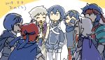  1girl 6+boys armor blue_eyes blue_hair cape chibi closed_eyes crying father_and_daughter fire_emblem fire_emblem:_fuuin_no_tsurugi fire_emblem:_kakusei fire_emblem:_mystery_of_the_emblem fire_emblem:_souen_no_kiseki fire_emblem_if headband ike krom lucina male_my_unit_(fire_emblem:_kakusei) male_my_unit_(fire_emblem_if) marth multiple_boys my_unit_(fire_emblem:_kakusei) my_unit_(fire_emblem_if) pirihiba pointy_ears roy_(fire_emblem) short_hair shoulder_armor smile super_smash_bros. tears 