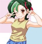  1girl alternate_costume exposed_shoulders hair_bun mizuki_kotori_(yuu-gi-ou_zexal) multicolored_hair strt yuu-gi-ou yuu-gi-ou_zexal 