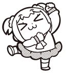  &gt;_&lt; 1girl :3 animated animated_gif bangs bkub chibi cptnameless dancing eyebrows_visible_through_hair full_body greyscale hair_ornament hair_scrunchie monochrome poptepipic popuko school_uniform scrunchie seamless_loop serafuku sidelocks simple_background skirt solo white_background 