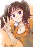  1girl blush breasts brown_eyes cleavage closed_mouth commentary_request diane_(nanatsu_no_taizai) link_(aa30) long_hair looking_at_viewer nanatsu_no_taizai simple_background smile solo violet_eyes 