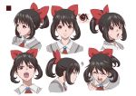  akanesasu_shoujo angry black_hair blush bow character_request grey_blazer official_art red_eyes school_uniform short_hair smile source_request 