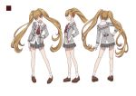  akanesasu_shoujo bangs brown_footwear character_profile character_request grey_blazer grey_skirt hand_in_pocket hand_on_hip loafers long_hair necktie official_art pleated_skirt red_eyes school_uniform shoes skirt smile socks source_request very_long_hair white_legwear 