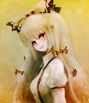  bust fujiwara_no_mokou hair_bow head_tilt hime_cut katari long_hair profile red_eyes smile touhou white_hair 