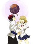  black_hair blonde_hair candy choker chupa_chups fujisaki_yusuke fujisaki_yuusuke goggles hat lollipop onizuka_hime regain rigein school_uniform short_hair sket_dance skirt sleeves_rolled_up tomboy 