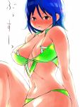  blue_hair blush breasts igarasy large_breasts original red_eyes short_hair swimsuit 