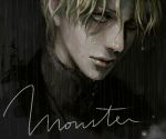  blonde_hair blue_eyes johan_liebert lowres monster_(manga) rain wet 