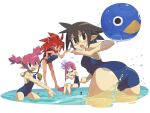  #1 ass ball beachball beast_master_(disgaea) black_hair brown_eyes disgaea disgaea_3 female_gunner_(disgaea) glasses gunner_(disgaea) hand_on_hip ishikawa_hideki kickboard mage_(disgaea) makai_senki_disgaea_3 martial_artist_(disgaea) multiple_girls nippon_ichi one-piece one-piece_swimsuit pink_eyes pink_hair playing pointy_ears pool red_hair redhead scared swimsuit turn_pale wading water yellow_eyes 