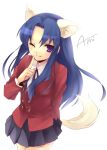  blue_hair hijikini kawashima_ami long_hair purple_eyes school_uniform tail toradora! violet_eyes wink 